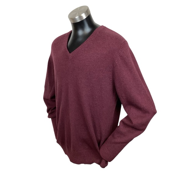 L.L.Bean Lambswool Mens Large Sweater Cranberry - Picture 2 of 13
